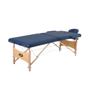 Ξύλινο πτυσσόμενο κρεβάτι μασάζ 2 τμημάτων με αξεσουάρ – μπλε (πλάτος 70cm)