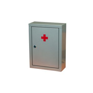 Επιτοίχιο μεταλλικό κουτί Α’ βοηθειών με ένα ράφι και κλειδαριά